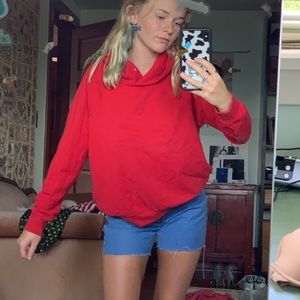 Red aritzia sweatshirt.